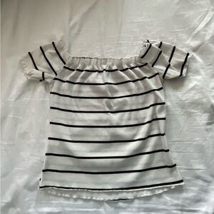 SHEIN Cream Smocked Fitted Blouse Short Sleeve